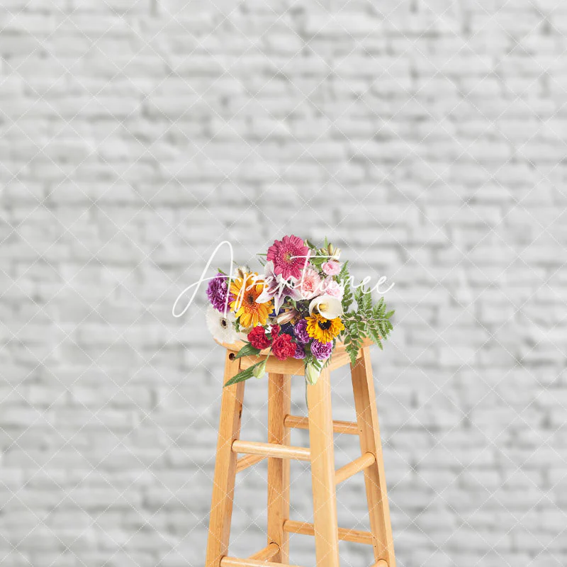Aperturee Classic Pure White Brick Wall Photography Backdrop - Image 3