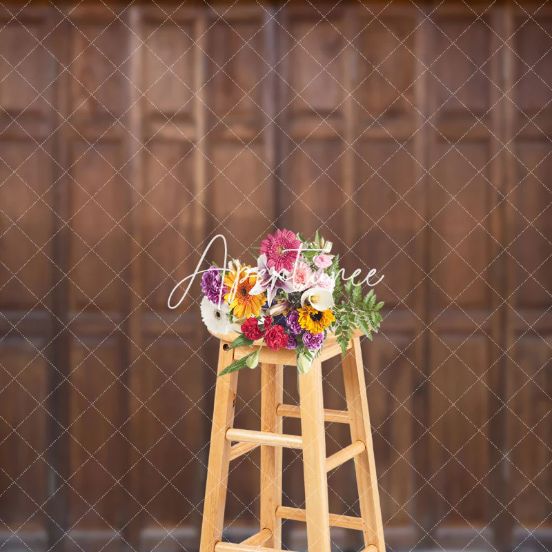 Traditional Brown Retro Wooden Door Photo Backdrop - Image 3